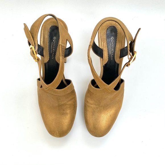 Donna Karan Collection Matte Metallic Leather Platform Slingbacks - Picture 3 of 10